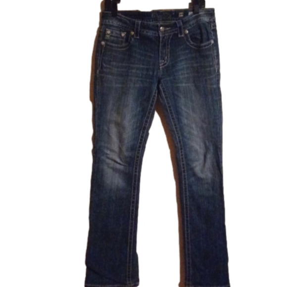 𝅺miss Me size 29 BLING and big stitching  jeans. Signature Rise Bootcut. - Picture 1 of 16
